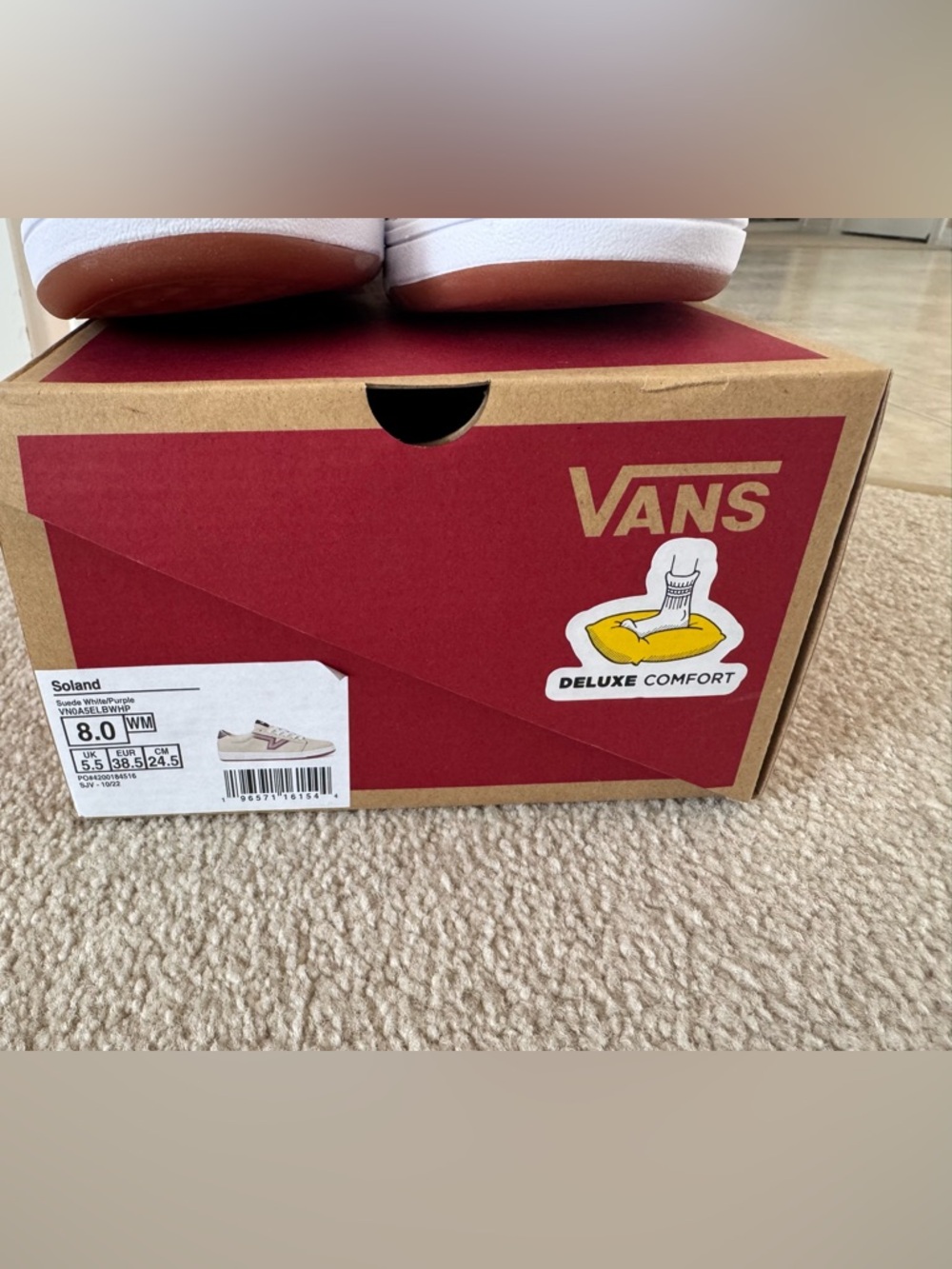 Vans Beige Sneakers with Purple Side Stripe